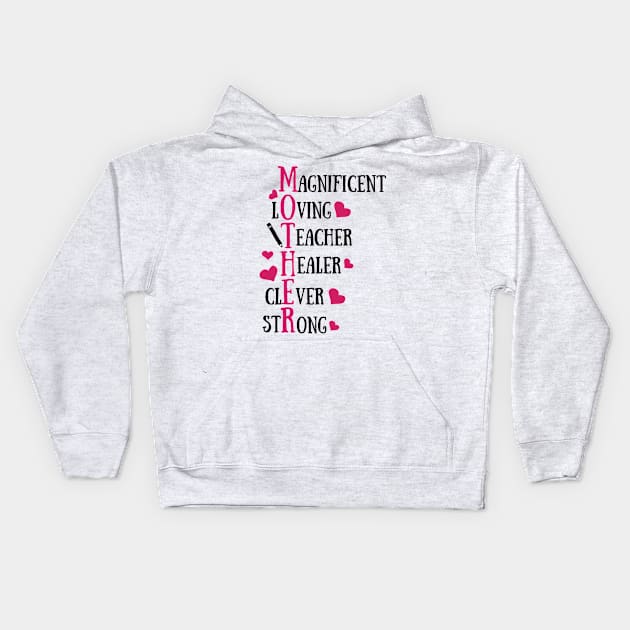 Mother Acronym Kids Hoodie by CoffeeandTeas